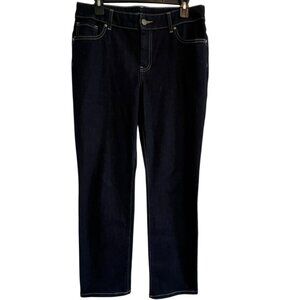 New Chico’s Straight Leg Dark Blue Jeans 1R 8 32x30 Regular Indigo Stretch